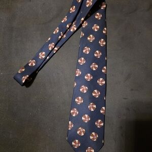 Van Heusen Navy Tie with Red Geometric Design